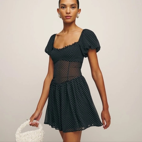 Reformation Davonne Dress in Black size 0 NWT - Picture 3 of 12